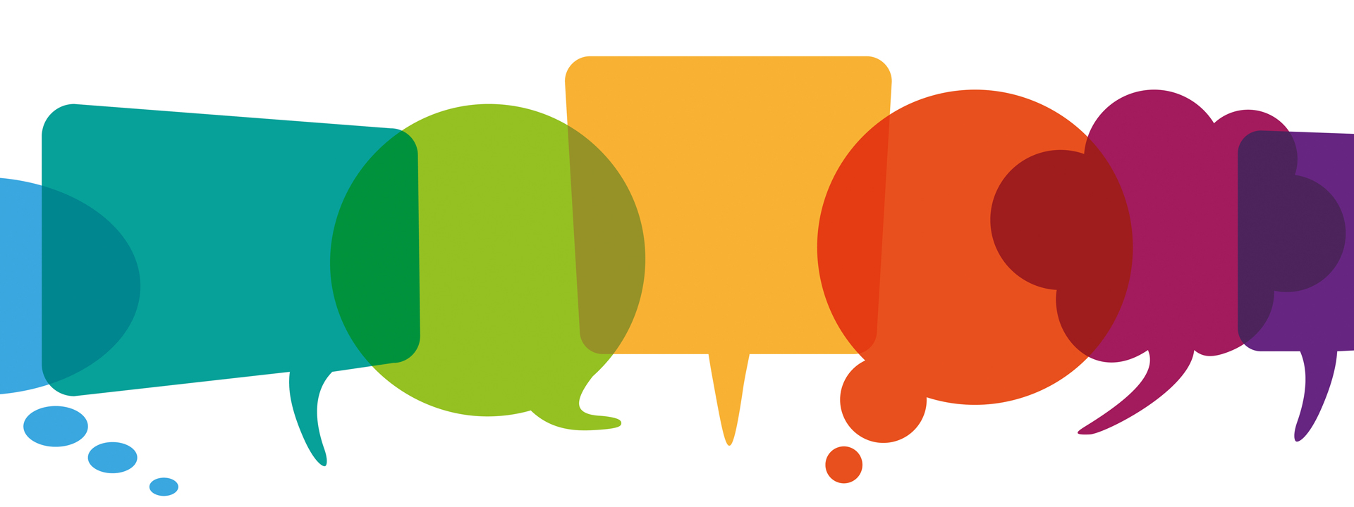 Let's talk: Farbige Sprech- und Gedankenblasen