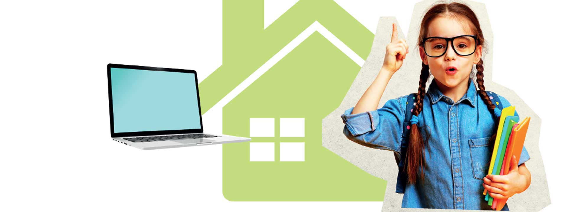 Kollage Mädchen beim Home-Scooling