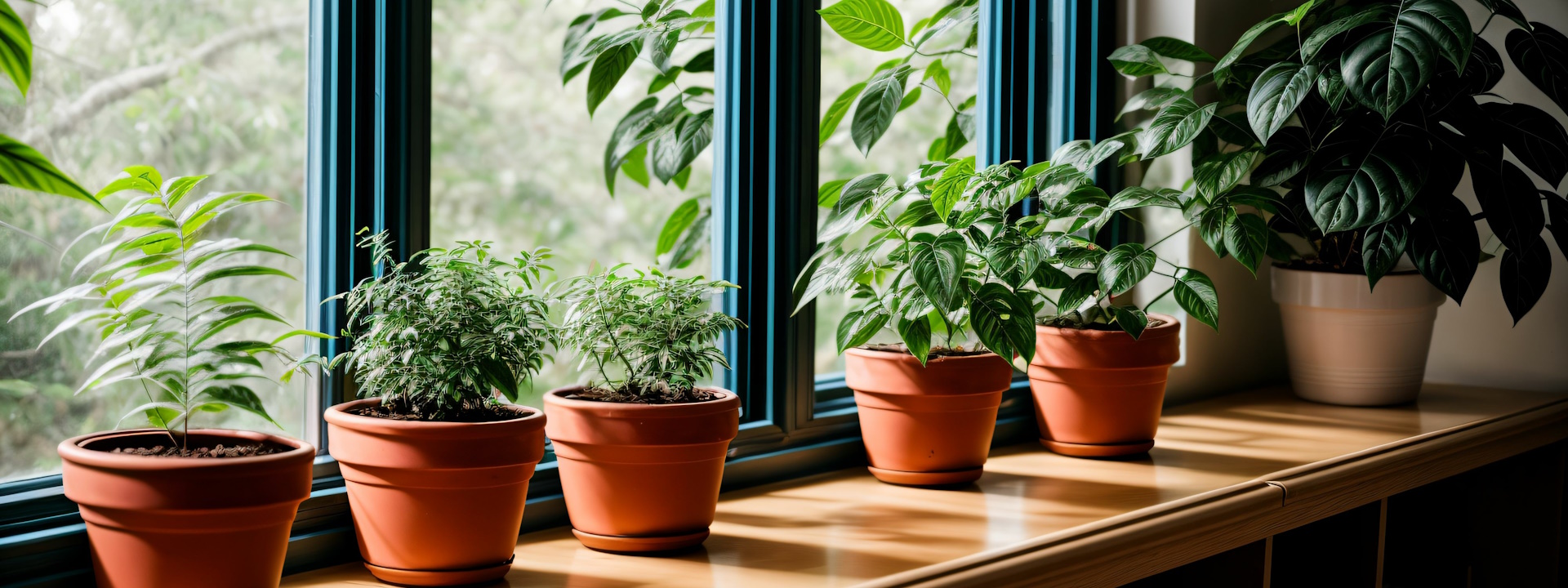 Pflanzen auf Fensterbank